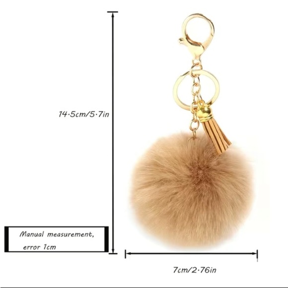 Fluffy Pom Pom Keychain bag charm New - Picture 2 of 2